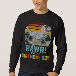 Birthday Boy Dino T Rex Dinosaur Boys Matching Fam Sweatshirt