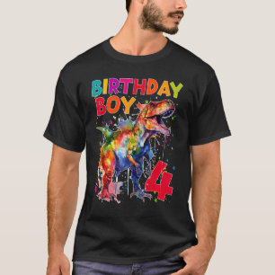 Birthday Boy Dinosaur Rex 4th Birthday 4 Year Old  T-Shirt