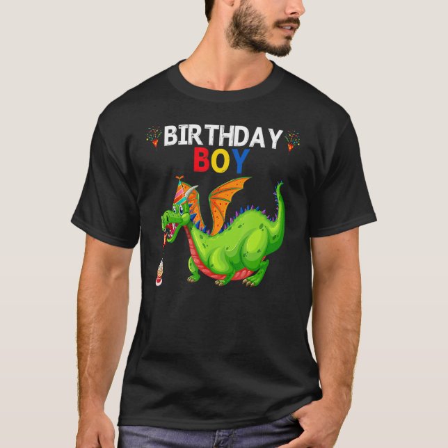 Birthday Boy Dragon  Party Celebration Boys Kids T-Shirt (Front)