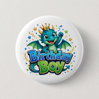 Birthday Boy Dragon Prince 6 Cm Round Badge