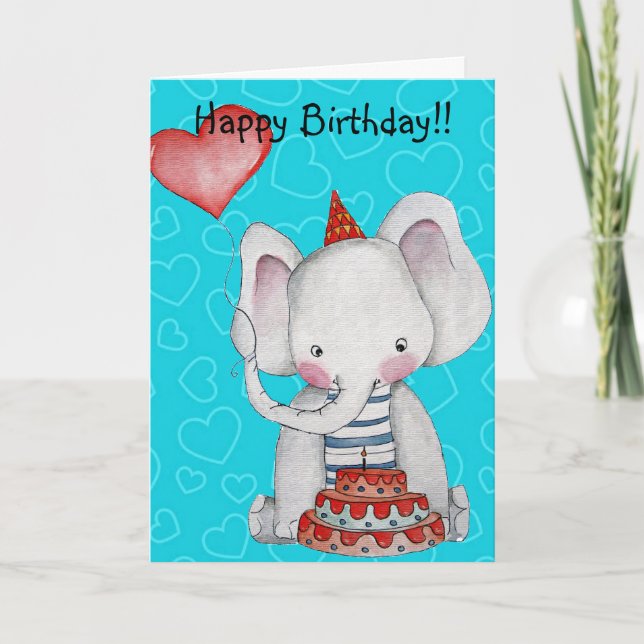 Birthday Boy Elephant Greeting Card (Front)
