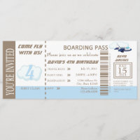 Birthday Boy Flight Ticket Invite Customisable