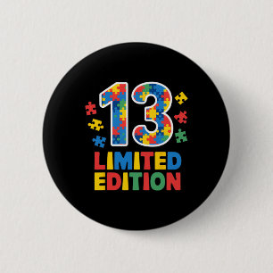 Birthday Boy Girl 13 Year Old Autism Awareness Tee 6 Cm Round Badge