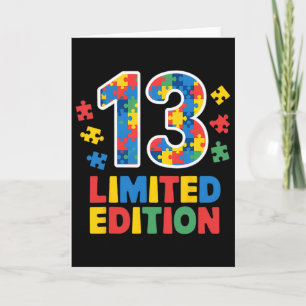Birthday Boy Girl 13 Year Old Autism Awareness Tee Card