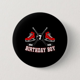 Birthday Boy Ice Hockey Players Stick Puck Defence 6 Cm Round Badge