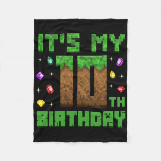 Birthday Boy It's My 10th Birthday Gamer Pixel Num Fleece Blanket