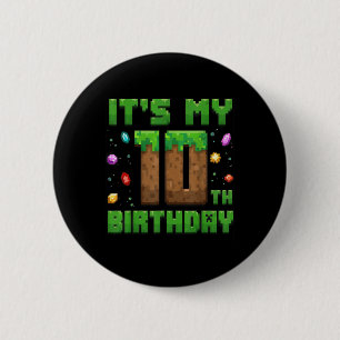 Birthday Boy Its My 10th Birthday Gamer Pixel Numb 6 Cm Round Badge