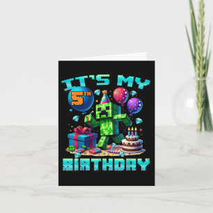 Birthday Boy Its My 5th Birthday Gamer Pixel Numbe Card