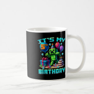 Birthday Boy Its My 5th Birthday Gamer Pixel Numbe Coffee Mug