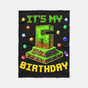Birthday Boy Its My 6th Birthday Pixel Party 6 Yea Fleece Blanket