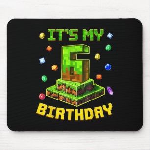 Birthday Boy Its My 6th Birthday Pixel Party 6 Yea Mouse Pad