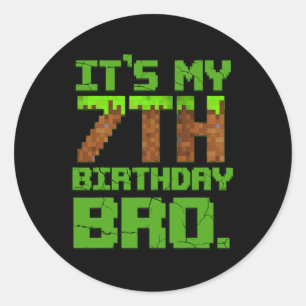 Birthday Boy It's My 7th Birthday Gamer Pixel Numb Classic Round Sticker