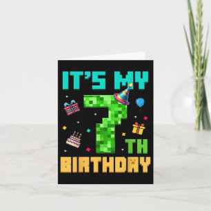 Birthday Boy Its My 7th Birthday Video Game Pixel  Card