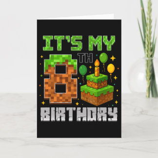 Birthday Boy It's My 8th Birthday Gamer Pixel Boy  Card