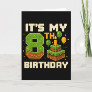 Birthday Boy It's My 8th Birthday Gamer Pixel Boy  Card