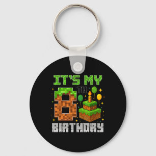 Birthday Boy It's My 8th Birthday Gamer Pixel Boy  Key Ring