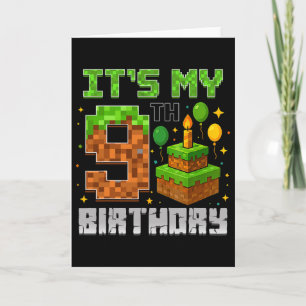 Birthday Boy It's My 9th Birthday Gamer Pixel Boy  Card