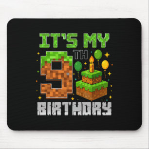 Birthday Boy It's My 9th Birthday Gamer Pixel Boy  Mouse Pad