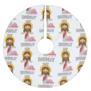 birthday boy jesus christmas brushed polyester tree skirt
