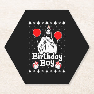 Birthday Boy Jesus Christmas Paper Coaster