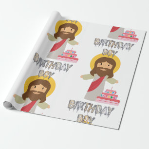 birthday boy jesus christmas wrapping paper