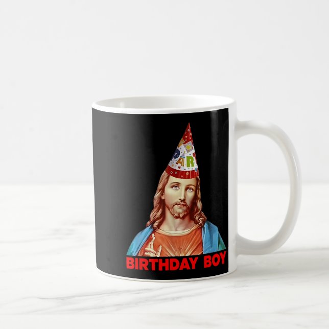 Birthday Boy Jesus Funny Christmas Party Hat  Coffee Mug (Right)