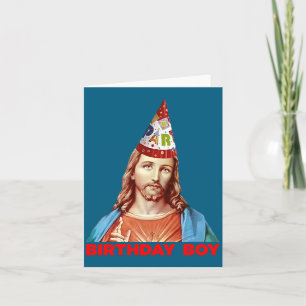 Birthday Boy Jesus Funny Christmas Party Hat Long Card