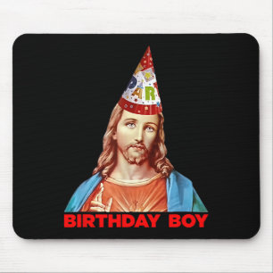 Birthday Boy Jesus Funny Christmas Party Hat Mouse Pad