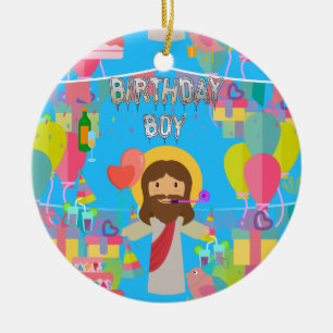 birthday boy jesus xmas ceramic ornament