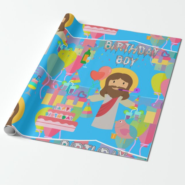 birthday boy jesus xmas wrapping paper (Unrolled)