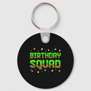 Birthday Boy Kid Birthday Squad Gamer Pixel Family Key Ring