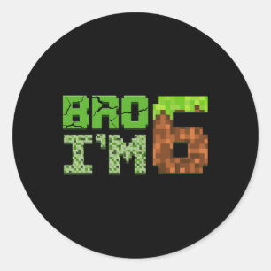 Birthday Boy Kids 6th Birthday 6 Year Old Gamer Pi Classic Round Sticker