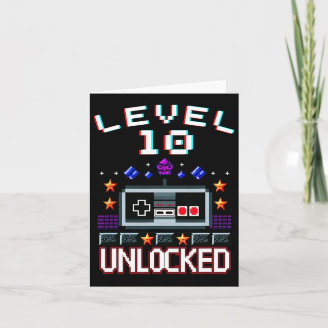 Birthday Boy Level 10 Unlocked Funny Video Game Ga Card (Front)