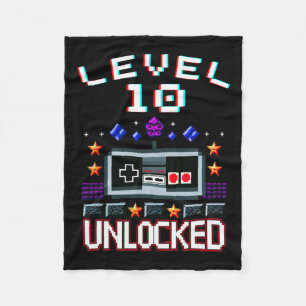 Birthday Boy Level 10 Unlocked Funny Video Game Ga Fleece Blanket