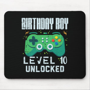 Birthday Boy Level 10 Unlocked Gamer Controller 10 Mouse Pad