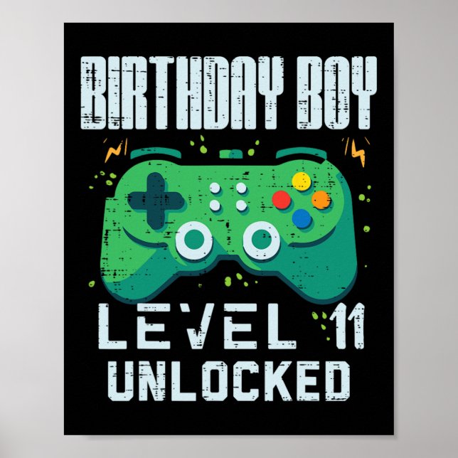 Birthday Boy Level 11 Unlocked Gamer Controller 11 Poster (Front)