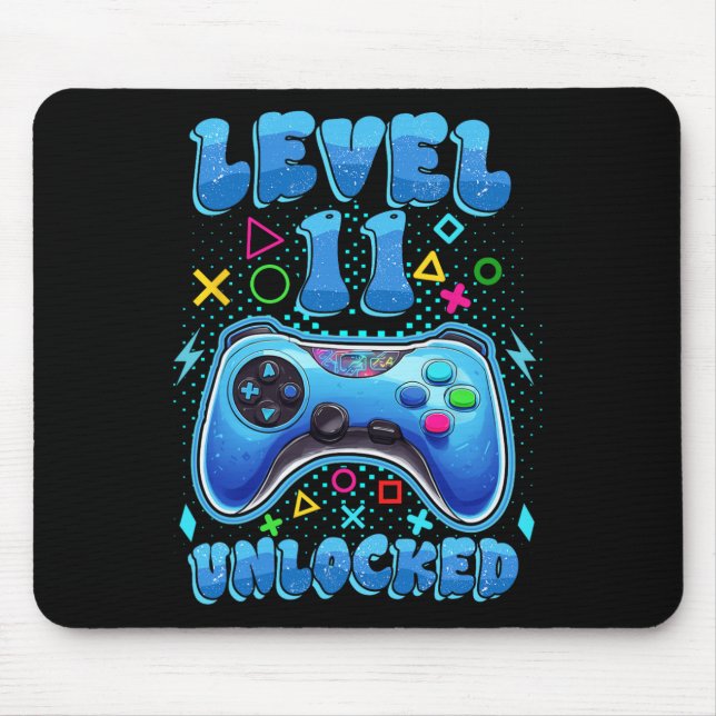 Birthday Boy Level 11 Unlocked Video Gamer 11 Year Mouse Pad (Front)