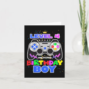 Birthday Boy Level 4 Unlocked Video Game 4th Birth Card