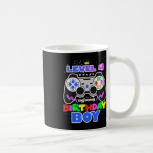 Birthday Boy Level 4 Unlocked Video Game 4th Birth Coffee Mug