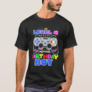 Birthday Boy Level 4 Unlocked Video Game 4Th Birth T-Shirt