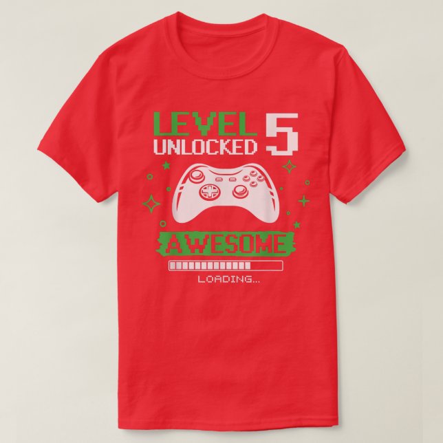 Birthday Boy Level 5 Unlocked Video Game Birthday  T-Shirt (Design Front)