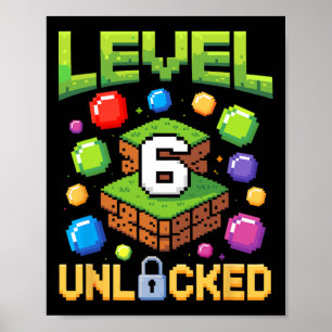 Birthday Boy Level 6 Unlocked 6th Birthday Game Pi Poster