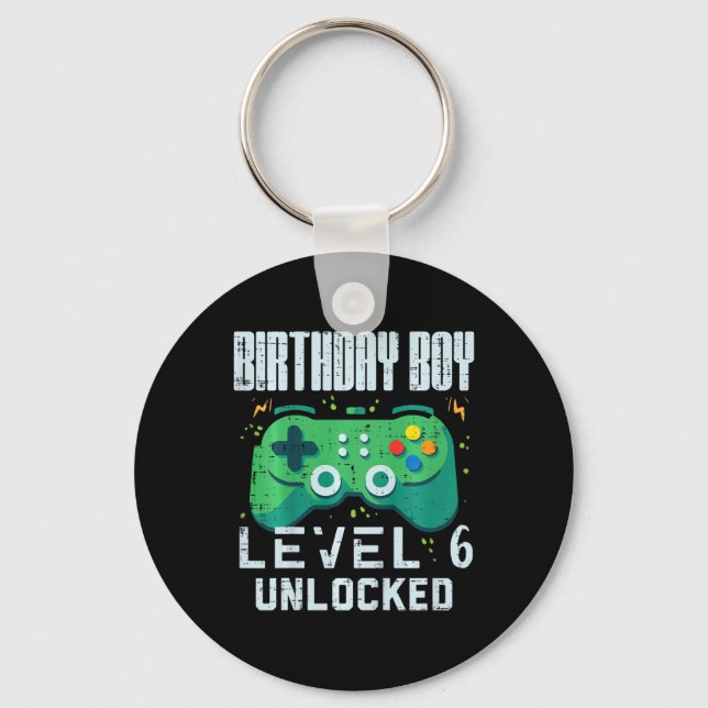 Birthday Boy Level 6 Unlocked Gamer Controller 6th Key Ring (Front)
