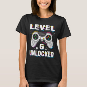 Birthday Boy Level 6 Unlocked Video Gamer 6 Years T-Shirt