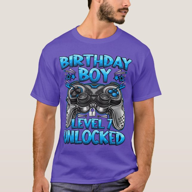 Birthday Boy Level 7 Unlocked 7th Birthday Boy Gam T-Shirt (Front)