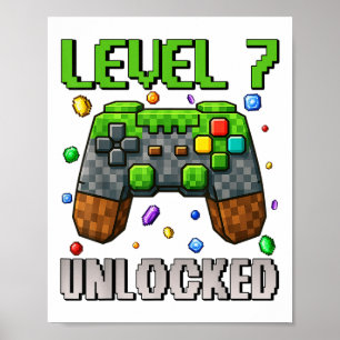Birthday Boy Level 7 Unlocked 7th Birthday Game Pi Poster