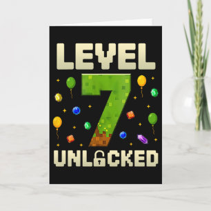Birthday Boy Level 7 Unlocked 7th Birthday Pixel G Card