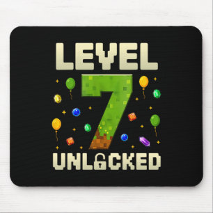 Birthday Boy Level 7 Unlocked 7th Birthday Pixel G Mouse Pad