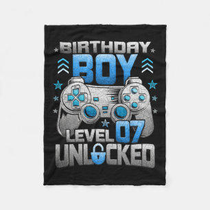 Birthday Boy Level 7 Unlocked Video Game Party  Fleece Blanket