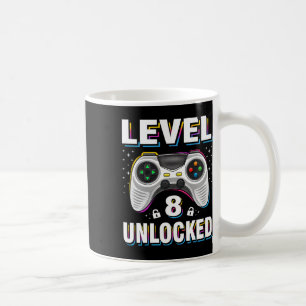 Birthday Boy Level 8 Unlocked Video Gamer 8 Years Coffee Mug